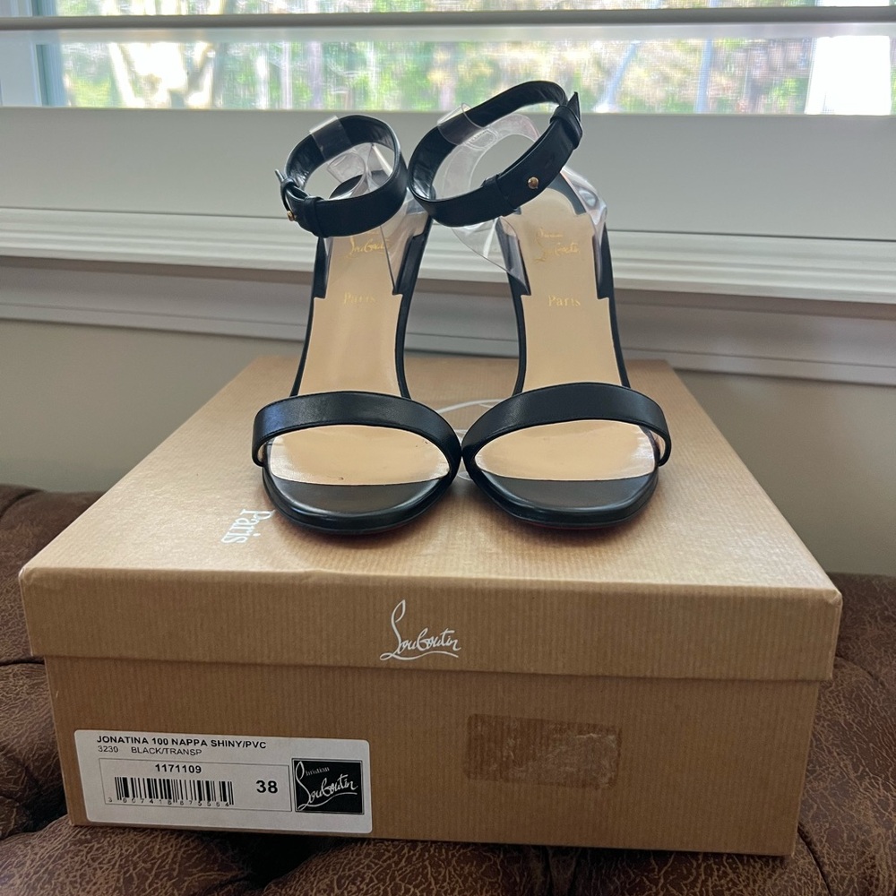 Christian Louboutin Black Leather Ankle-Strap Heels